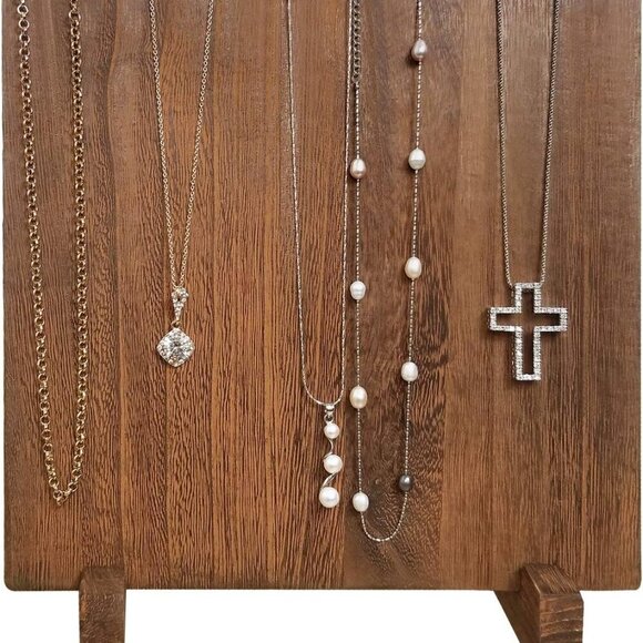 Portable Wooden Plank Necklace Jewelry Stand for 8 Necklaces, Necklace Stand, Wo - Picture 2 of 9
